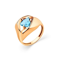 Женское кольцо из красного золота 585 пробы с топазом Swiss