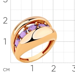 Женское кольцо из красного золота 585 пробы с аметистом