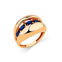 Женское кольцо из красного золота 585 пробы с сапфиром