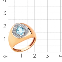 Женское кольцо из красного золота 585 пробы с топазом и фианитами