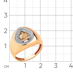 Женское кольцо из красного золота 585 пробы с кварцем и фианитами