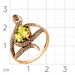 Женское кольцо из красного золота 585 пробы с султанитом и фианитами