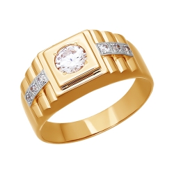 Мужское кольцо из золота с фианитами SOKOLOV