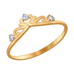 Золотое кольцо Корона (Фианит) SOKOLOV