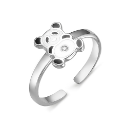Серебряное детское кольцо Панда c эмалью