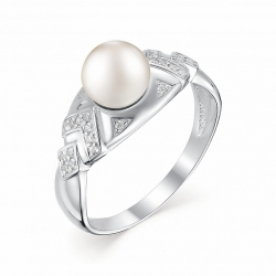 Серебряное кольцо c белым жемчугом