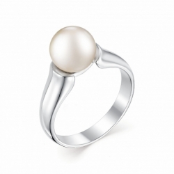 Женское кольцо из серебра с белым жемчугом