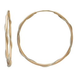 Серьги конго из комбинированного золота без камней