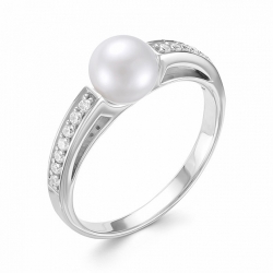 Серебряное кольцо c белым жемчугом