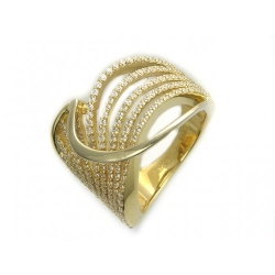 Женское кольцо из комбинированного золота c фианитом