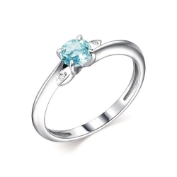Серебряное кольцо с топазом и бриллиантом