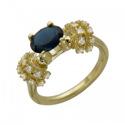 Женское кольцо из желтого золота c фианитом