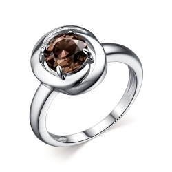 Серебряное кольцо с раухтопазом и цирконием