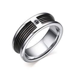 Мужское кольцо серебра с черным бриллиантом