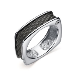 Мужское кольцо серебра с бриллиантом