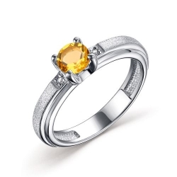 Серебряное кольцо с цитрином и бриллиантами