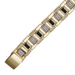 Декоративный браслет из комбинированного золота c ониксом, фианитом