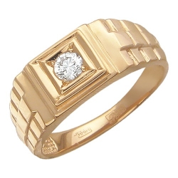 Мужское золотое кольцо c бриллиантом