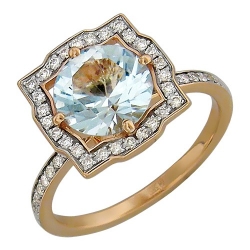 Золотое кольцо c топазом, бриллиантом