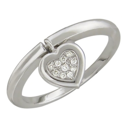Женское кольцо Сердце из белого золота c бриллиантом