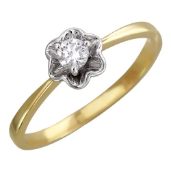 Женское кольцо из желтого золота c бриллиантом
