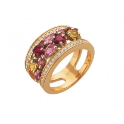 Женское кольцо из комбинированного золота c рубином, бриллиантом