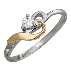 Женское кольцо из комбинированного золота c бриллиантом