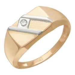Мужское кольцо из комбинированного золота c бриллиантом