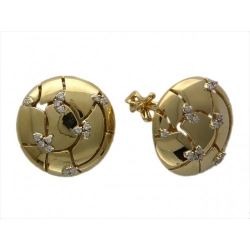 Серьги-гвоздики из комбинированного золота c бриллиантом