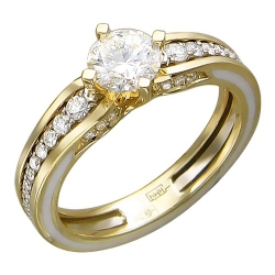 Женское кольцо из комбинированного золота c эмалью, бриллиантом