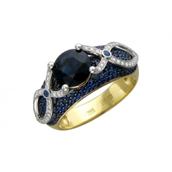 Женское кольцо из комбинированного золота c сапфиром, бриллиантом