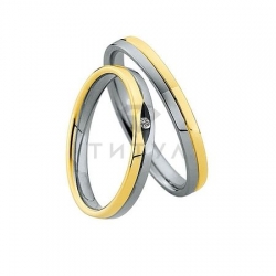 Т-26875 золотые парные обручальные кольца (ширина 3 мм.) (цена за пару)