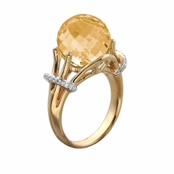 Кольцо из золота с бриллиантом, цитрином