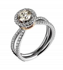 Женское кольцо из комбинированного золота 750 пробы с сапфиром и бриллиантом