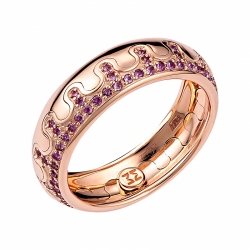 Обручальное кольцо из красного золота 585 пробы с аметистом