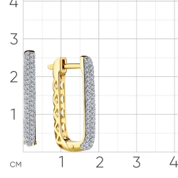 Серьги из желтого золота 585 пробы с фианитом