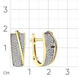 Серьги из желтого золота 585 пробы с фианитом