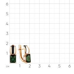 Серьги из красного золота 585 пробы с турмалином и фианитами