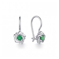 Серьги из серебра с зеленым агатом