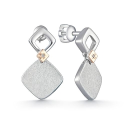 Серьги-гвоздики серебра с бриллиантом