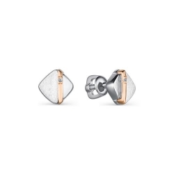 Серьги-гвоздики серебра с бриллиантом