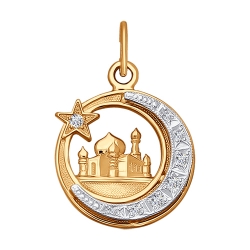 Мусульманская подвеска из золота c фианитами SOKOLOV