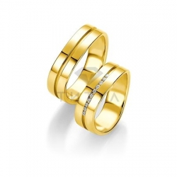 Т-28871 золотые парные обручальные кольца (ширина 8 мм.) (цена за пару)