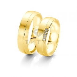 Т-28421 золотые парные обручальные кольца (ширина 6 мм.) (цена за пару)