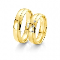 Т-28084 золотые парные обручальные кольца (ширина 5 мм.) (цена за пару)