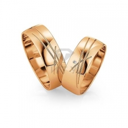 Т-27204 золотые парные обручальные кольца (ширина 7 мм.) (цена за пару)