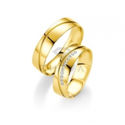 Т-27976 золотые парные обручальные кольца (ширина 6 мм.) (цена за пару)