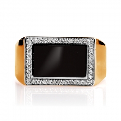 Т181044882 золотое мужское кольцо с бриллиантами, эмалью