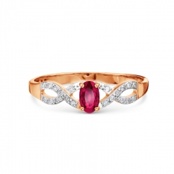 Т141016512 золотое кольцо с рубином и бриллиантом