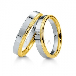 Т-28156 золотые парные обручальные кольца (ширина 4 мм.) (цена за пару)